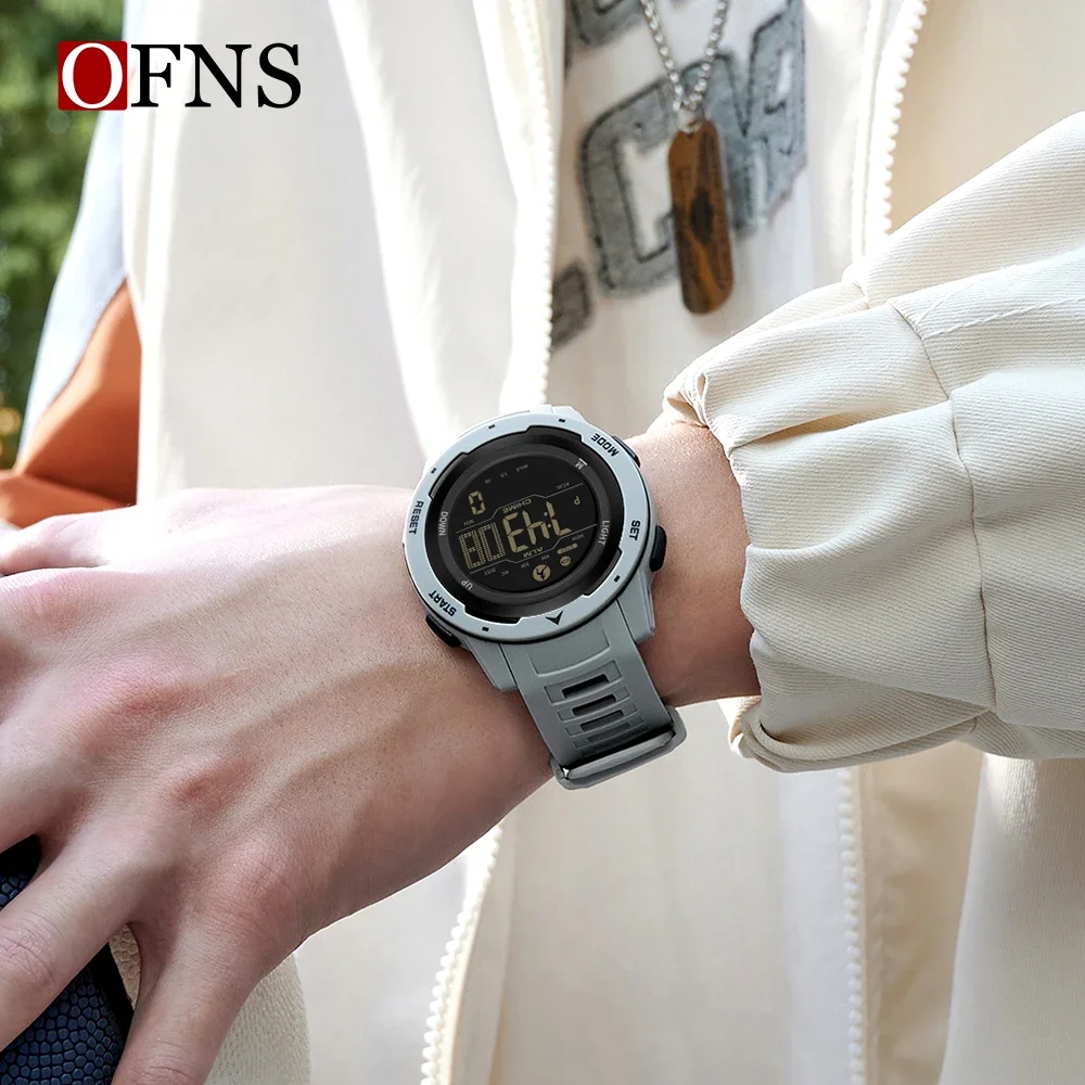 Ofns-メンズ防水LEDデジタルミリタリー腕時計、スポーツ時計、カレンダー、時計、クロノグラフ、メンズ腕時計、2145