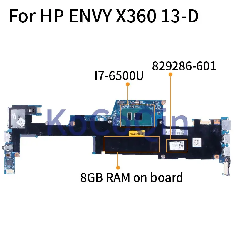 

For HP ENVY X360 13-D I7-6500U 8GB RAM Notebook Mainboard TPN-C120 LA-C482P 829286-601,501,001 SR2EZ Laptop Motherboard