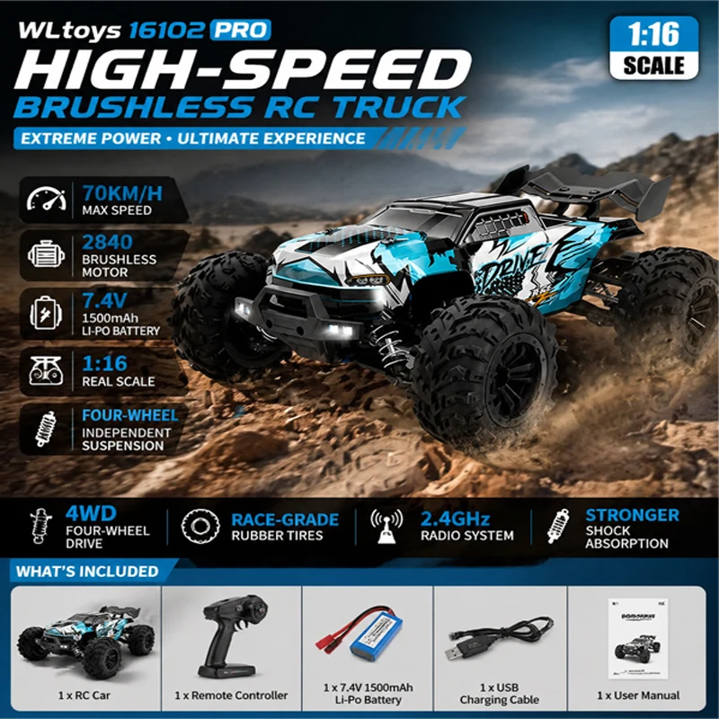 

1:16 SCY 16101PRO 16102PRO 16103PRO 4WD Brushless RC Car 70km/h High Speed Off Road Racing Car Remote Control Toy Car Gift