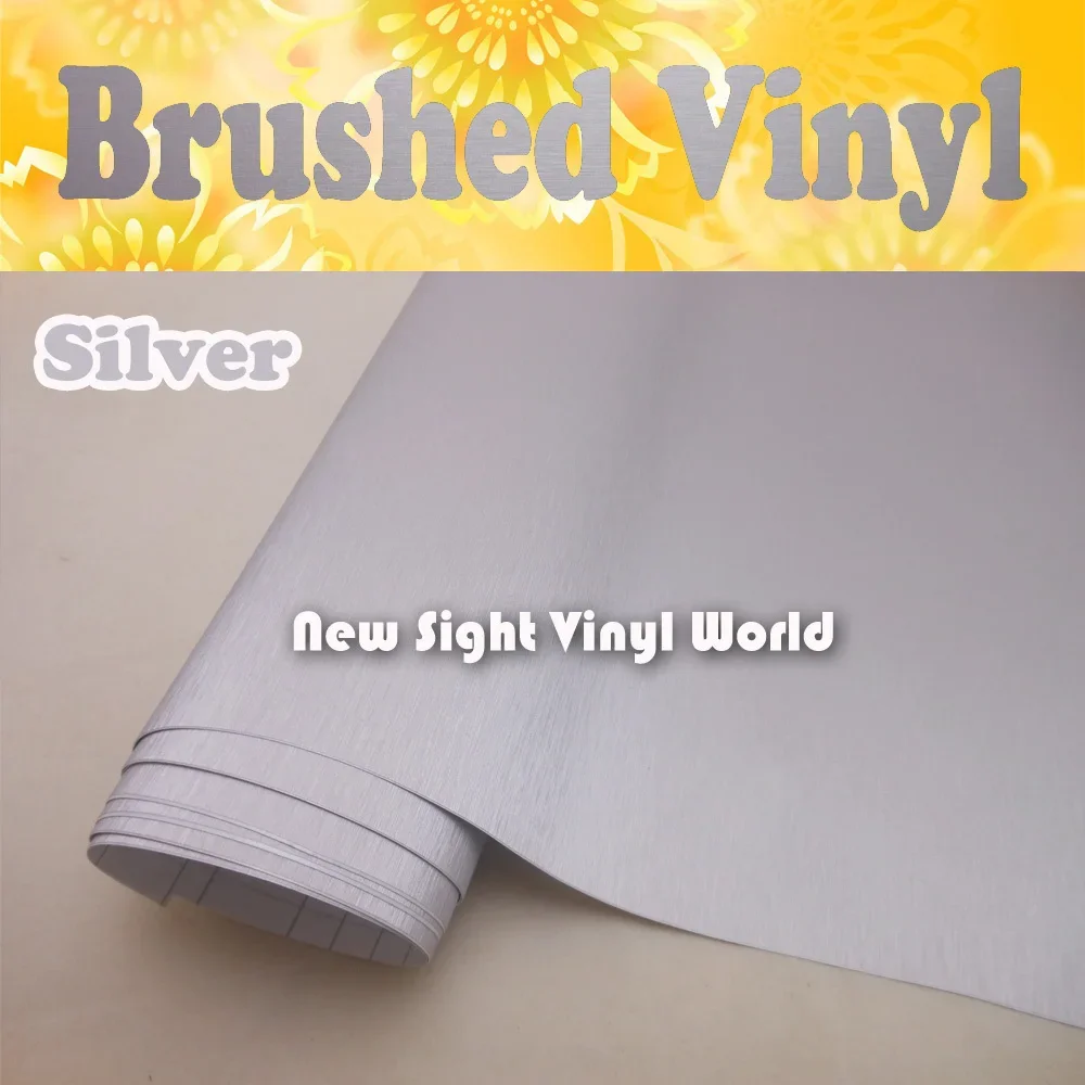 

High Quality Silver Brushed Metallic Vinyl Film Brushed Silver Vinyl Wrap Air Bubble Free Size:1.52*30M/Roll