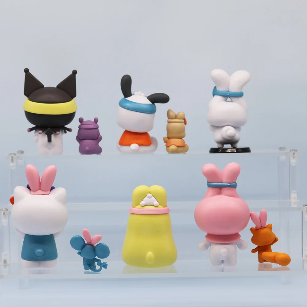 ตุ๊กตาตุ๊กตาขยับแขนขาได้พีวีซีน่ารักสำหรับเด็ก6ชิ้น/เซ็ต Sanrio Toys MINI My Melody Kuromi อนิเมะ Cinnamoroll Kawaii