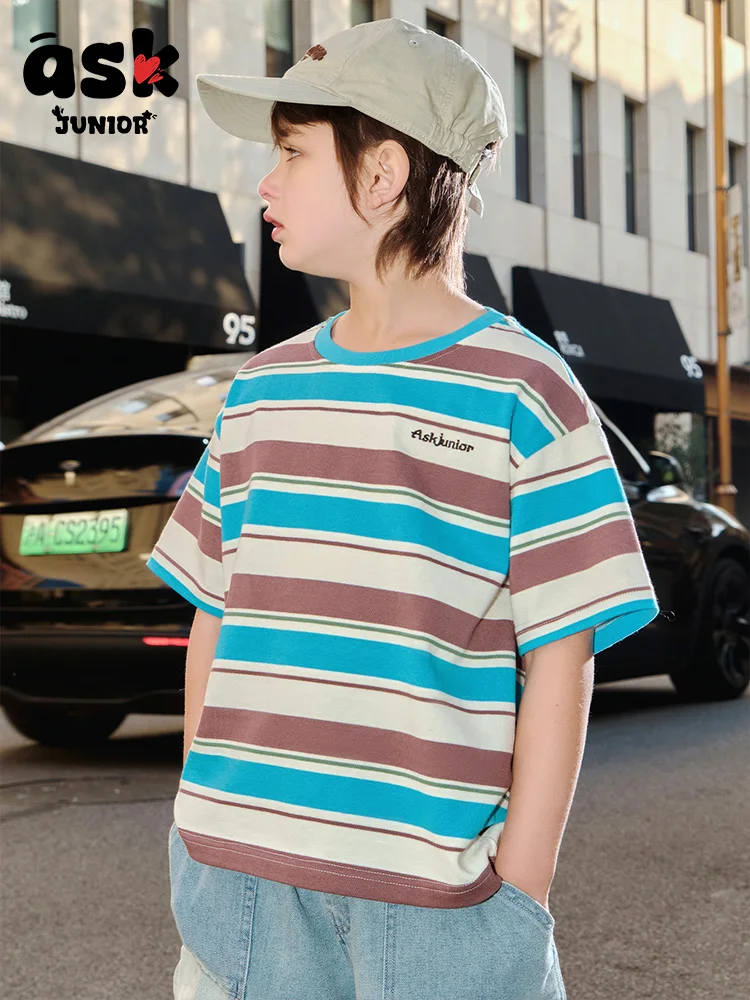 قميص بولو مخطط مطرز بحروف صيفية من توين بويز #6