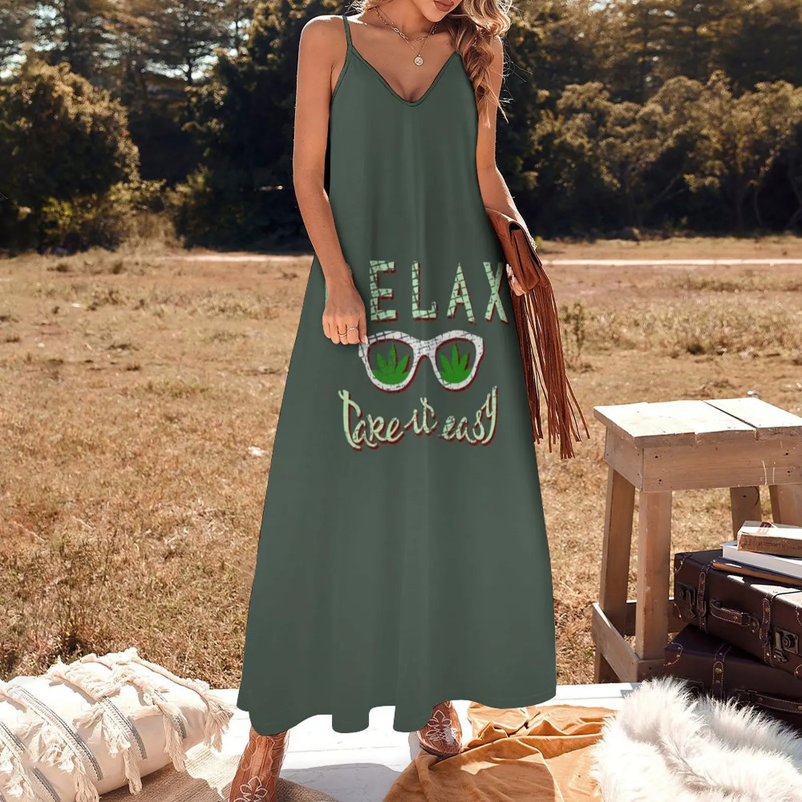 Relax - Take It Easy. Weed Dope Sunglasses Reggae Sleeveless Dress Dresses gala elegant women's dresses sale beach dresses Dress