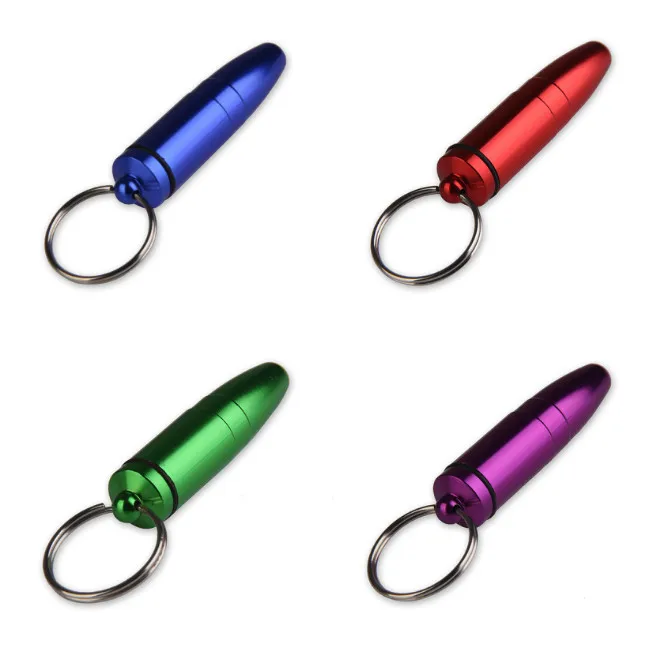 Waterproof Aluminum Medicine Pill Container Box Bottle Case Keychain Holder FS99