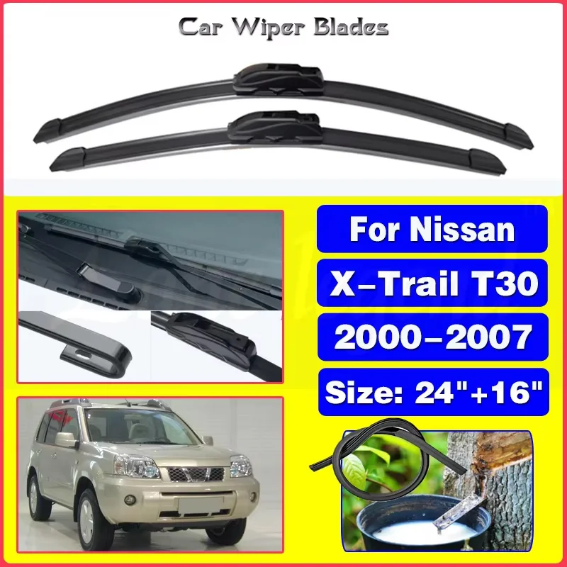 

Wiper Front Wiper Blades For Nissan X-Trail T30 2000-2007 2006 2005 Windshield Windscreen Clean Window Car Rain Brushes 24"+16"
