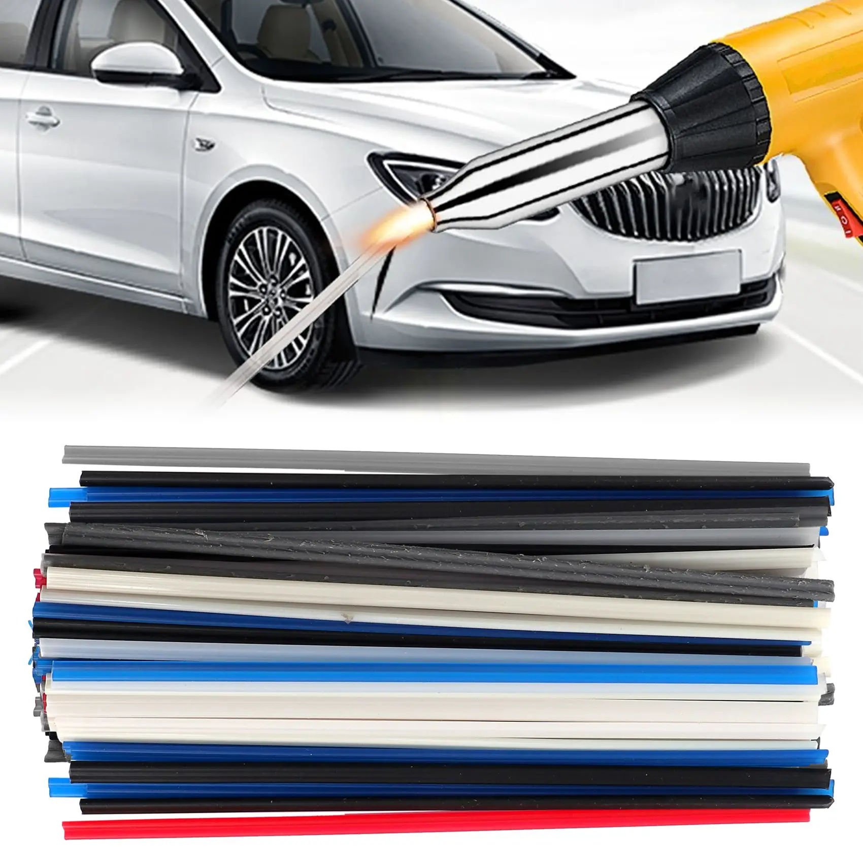 60 Pcs Plastic Welding Rod-PP/PVC/ABS/Plastic Welding Rod Kit, Suitable for Car Bumper Plastic Repair