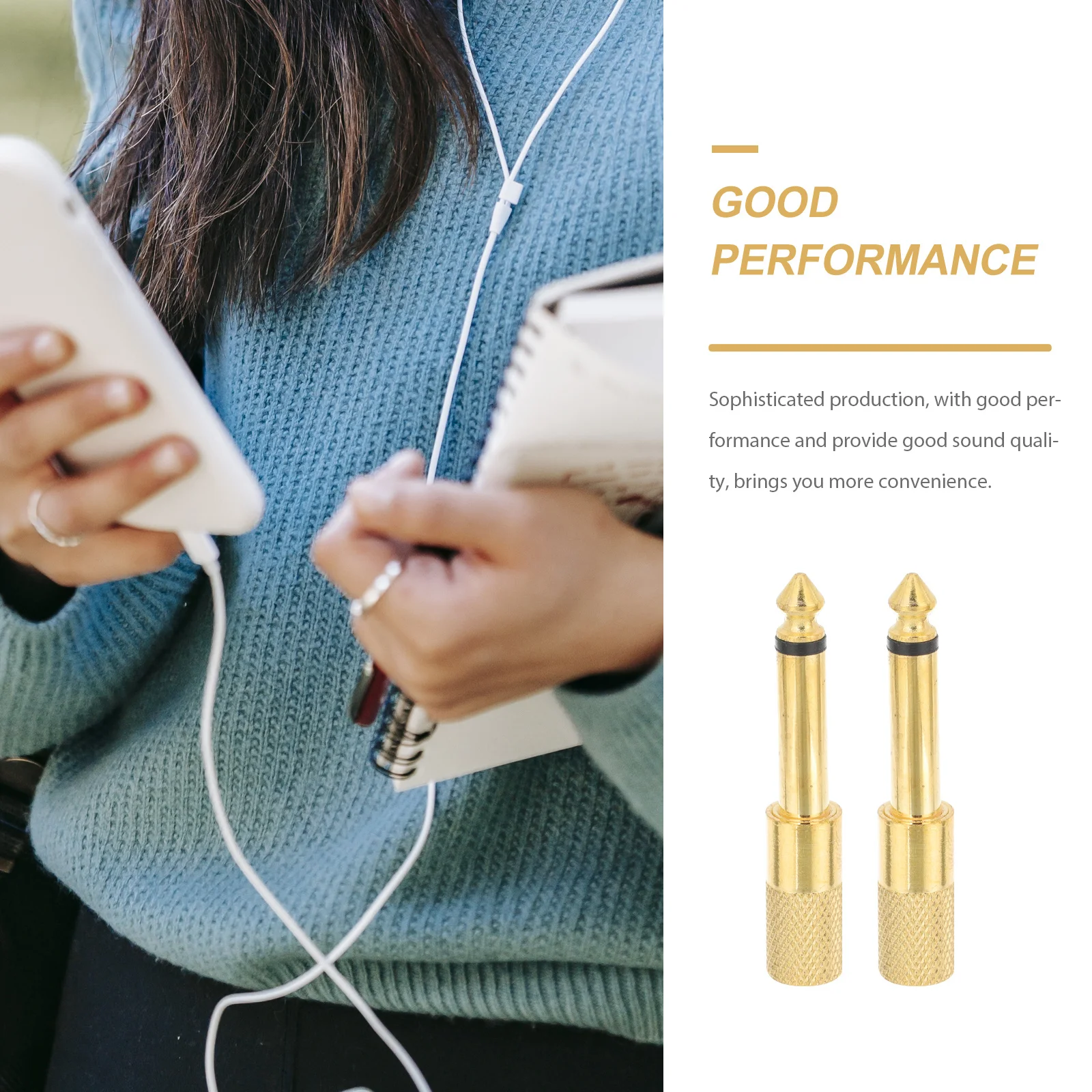 

6Pcs 3.5mm to 6.35mm Female to Male Audio Adapter Connector for Microphone Headphone Jack Stereo Cable Mixer Instrument