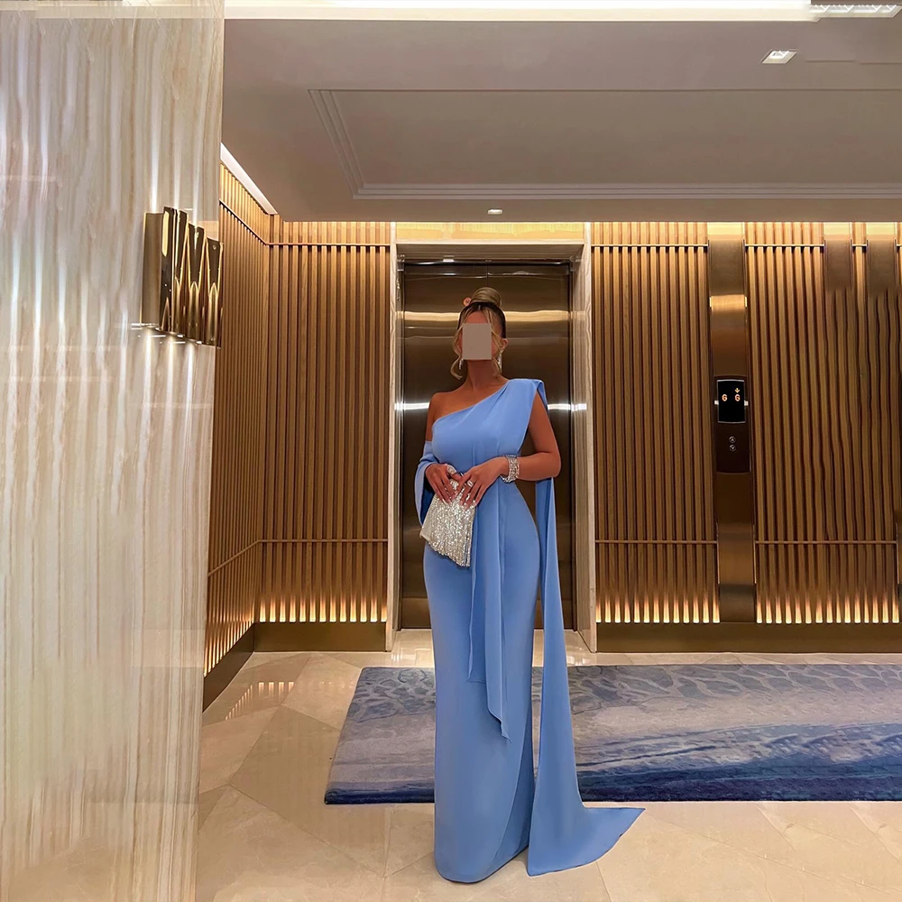 

Blue Evening Dresses One Shoulder Mermaid Wedding Guest Prom Dress Gala Party Homecoming Dress Customized فساتين سهره