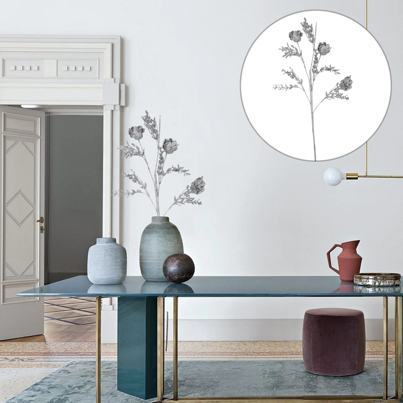 

Artificial Flowers Glitter Simulated Plant For Wedding Party Home Xmas Decor Fake Rose Decoration Household Artificial