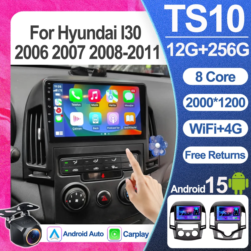 

Android15 For Hyundai I30 2006 2007 2008 2009 2010 2011 Car Radio Carplay 5G 360 Cam Manual Multimedia Video Player GPS 2din RDS