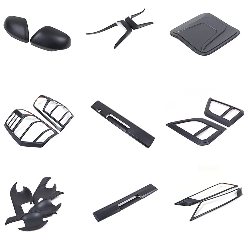 For Mitsubishi L200 Triton 2019-2023 ABS Matte black car headlight frame front fog light frame decorative sticker accessories