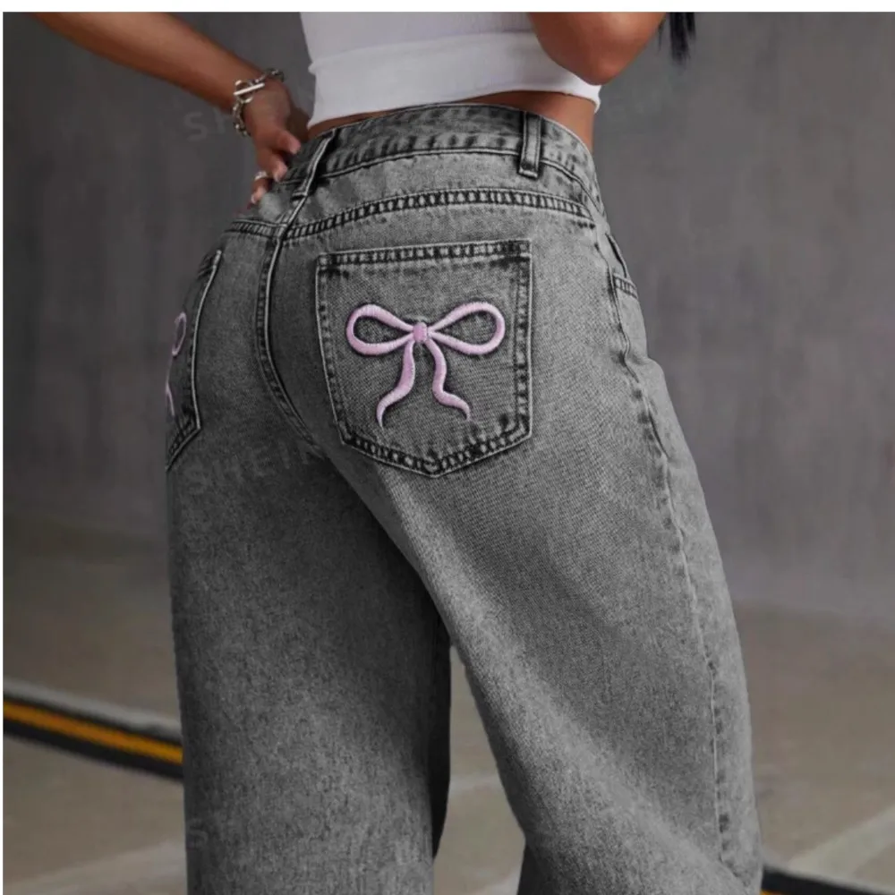 Neue Mode Jeans Frühling Sommer Casual Gestickte Täglich Hot Girl Street Style frauen Hosen Hohe Taille Gewaschen Gerade Hosen