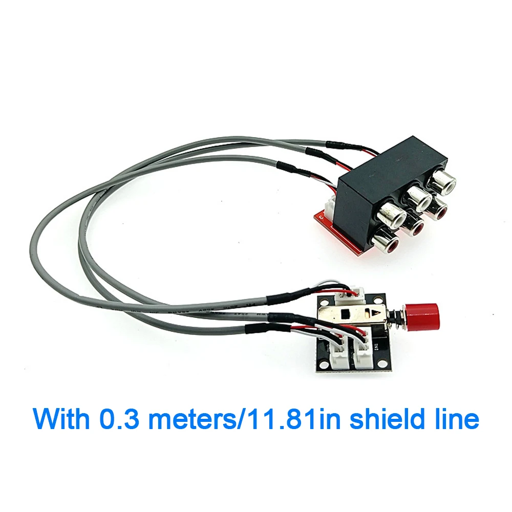 2-Way Button Type Sound Source Switching Board Signal Input Not Common-ground Mechanical Switch Type with 0.5/0.3M Shielded Wire