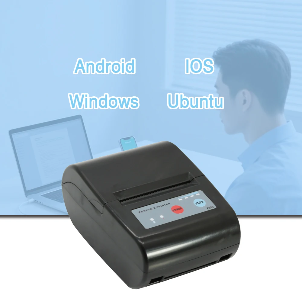 

58mm Mini Imprimante Portable Thermique Thermal Receipt Barcode Printer Wireless Bluetooth Handheld Invocie Printing Device