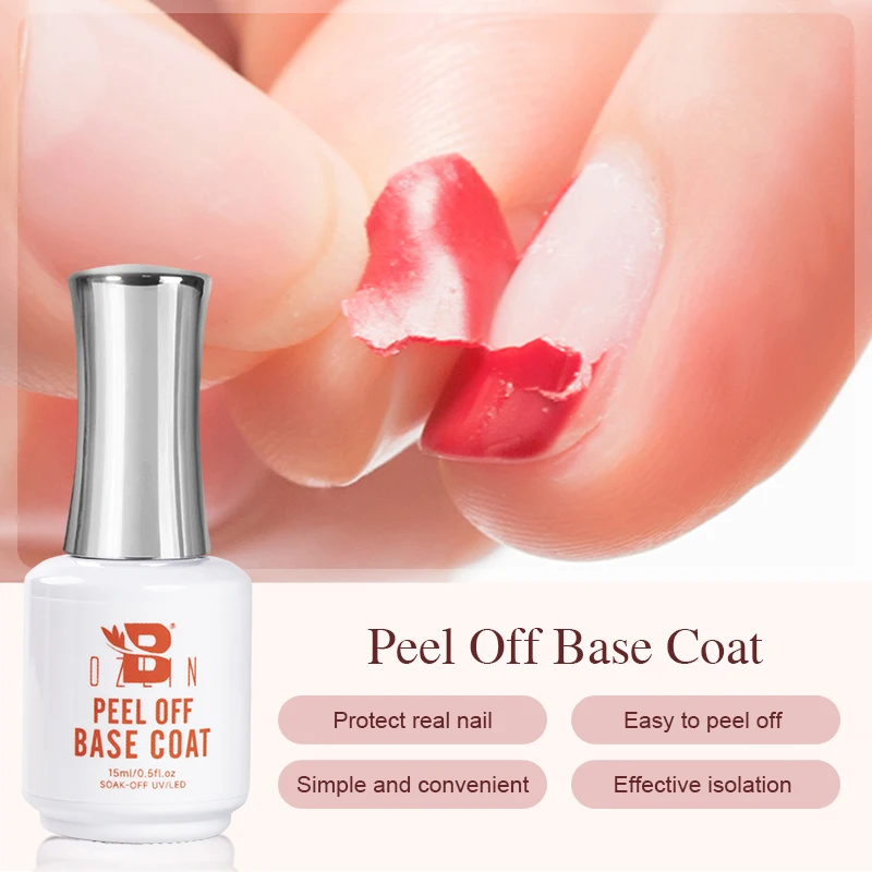 BOZLIN 15ML Nail Polish Liquid Peel Off  Latex Anti-freezing Cuticle Nail Skin Protector Top Base Matte Coat Odor-Free Nail