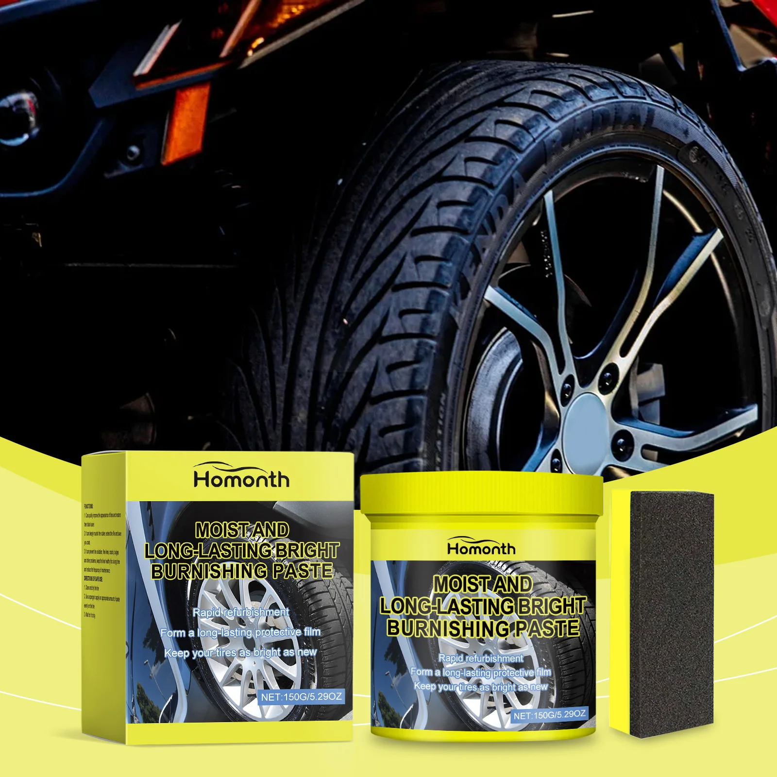 

1-4PCS Tire Care Coating Paste Car Tire Polishing Cleaner and Restorer Provides Shine Protection and Long Lasting Maintenance