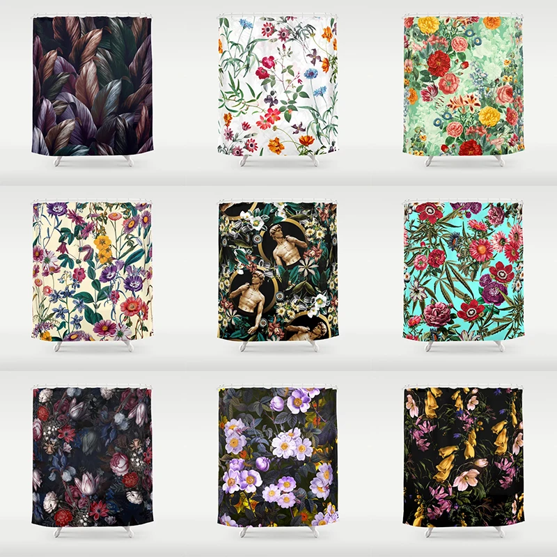 Abstract Plant Character Monkey Flower Bathroom Curtain Home Decor Waterproof Personality Shower Curtain cortina de la ducha