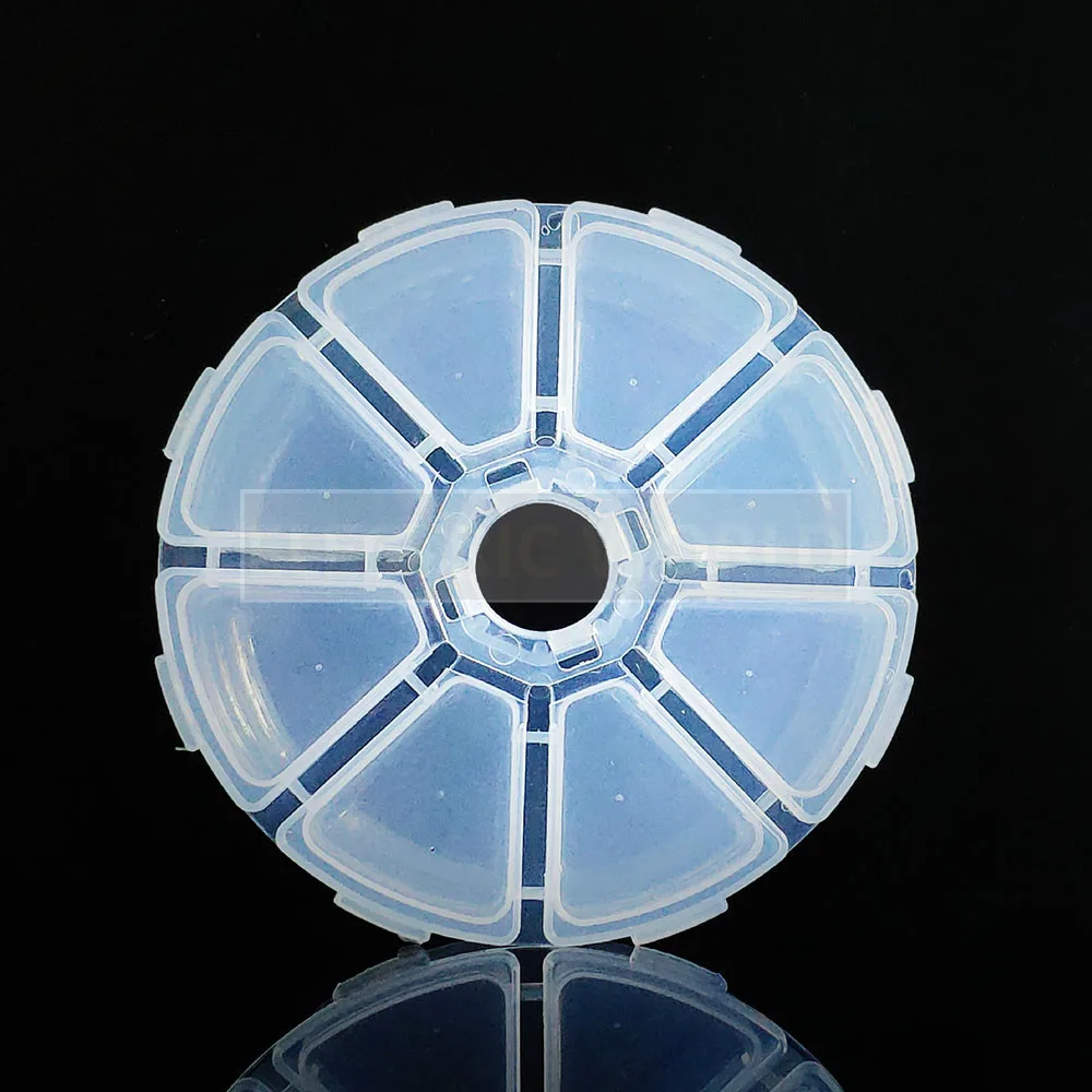 Container round 8 grids Plastic Box Practical Adjustable Compartment bead storage case Screw Holder Case Organizer