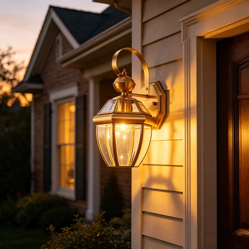 

American style pure copper engineering waterproof outdoor wall lamp retro courtyard corridor entrance hall balcony lamp