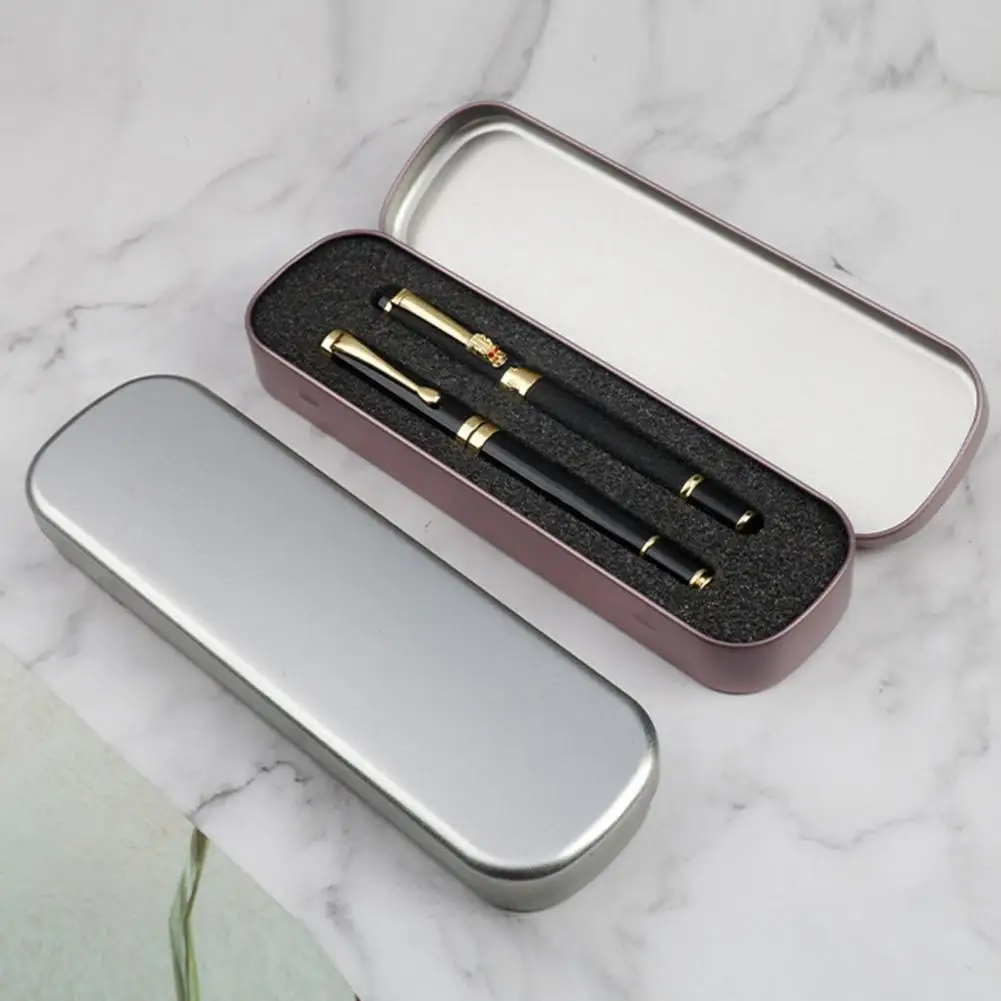 Compact Metal Pen Storage Box, papelaria Case, pincéis de maquiagem, Home Organizador