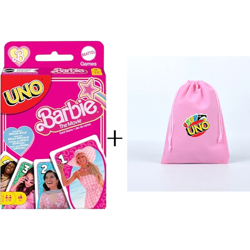 

Mattel Games UNO Barbie Card Game Kids Toys Family Night Party Campout featuring characters from the movie. Send storage bag