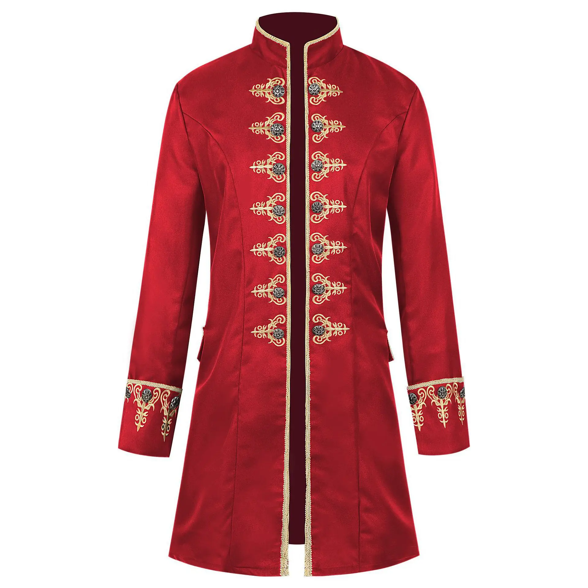 معطف رجالي جديد للهالوين بلون واحد، تصميم عصري بطابع ستيم بانك، ياقة عالية، زي أداء بأكمام طويلة، قصة ضيقة، ماركة صينية #2