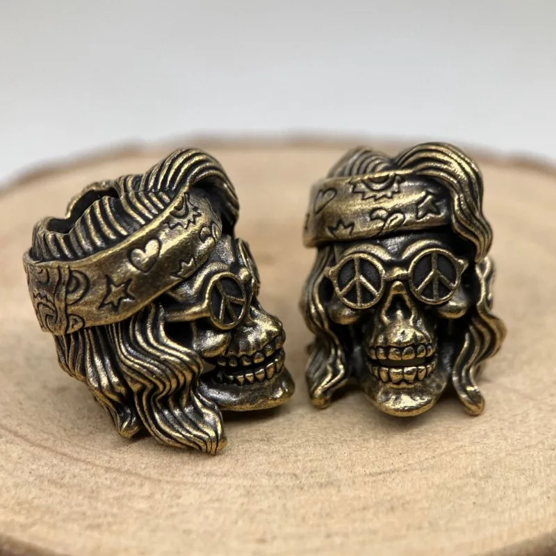 1 Stück Punk Totenkopf Messingmesser-Perlen EDC Outdoor DIY Armbänder Zubehör Regenschirmseil Gewebte Lanyard-Anhänger