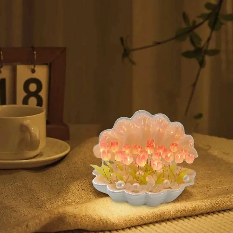 Seashell Night Light For Table Decorative Flower Bedside Lamp Home Decorations Novelty Desk Accessories Cute Nursery Nightlight