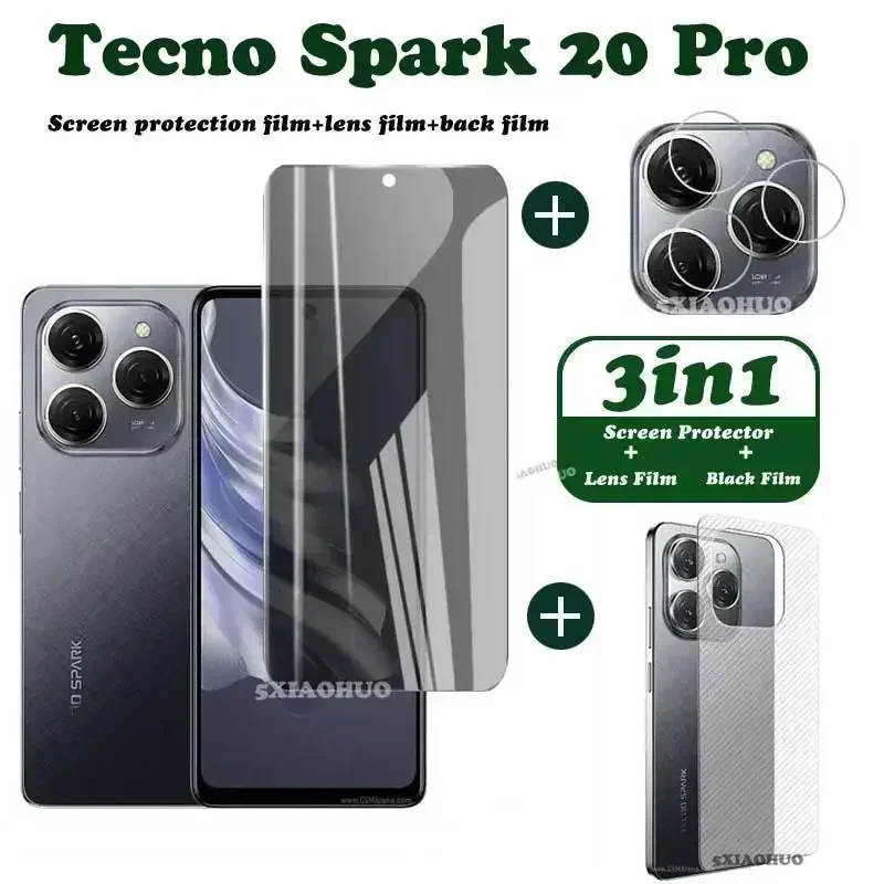 

3in1 For Tecno Spark 20 Pro Anti-Spy Privacy Tempered Glass For Tecno Spark 20 20C Tempered Glass Screen Protector+lens film