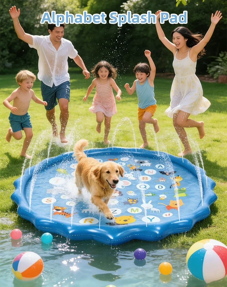 Alphabet Inflatable Water Sprinkler Pad Kids Splash Play Mat Summer Outdoor Backyard Water Toy