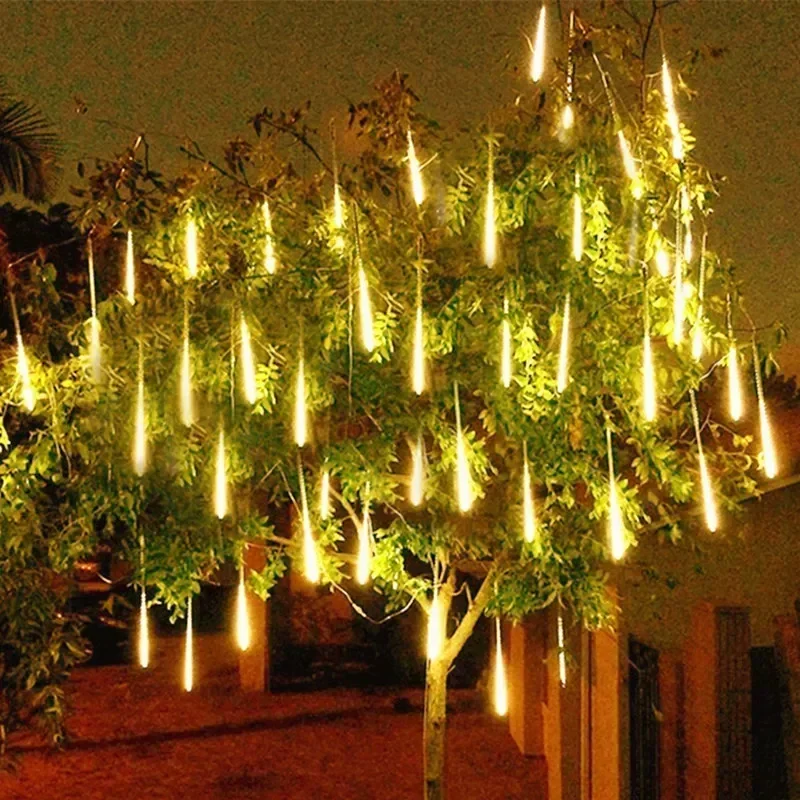 Guirxiété Lumineuse LED Pluie de Météores, Décorations d'Arbre de Noël, Extérieur, ixde Mariage, 30/50cm