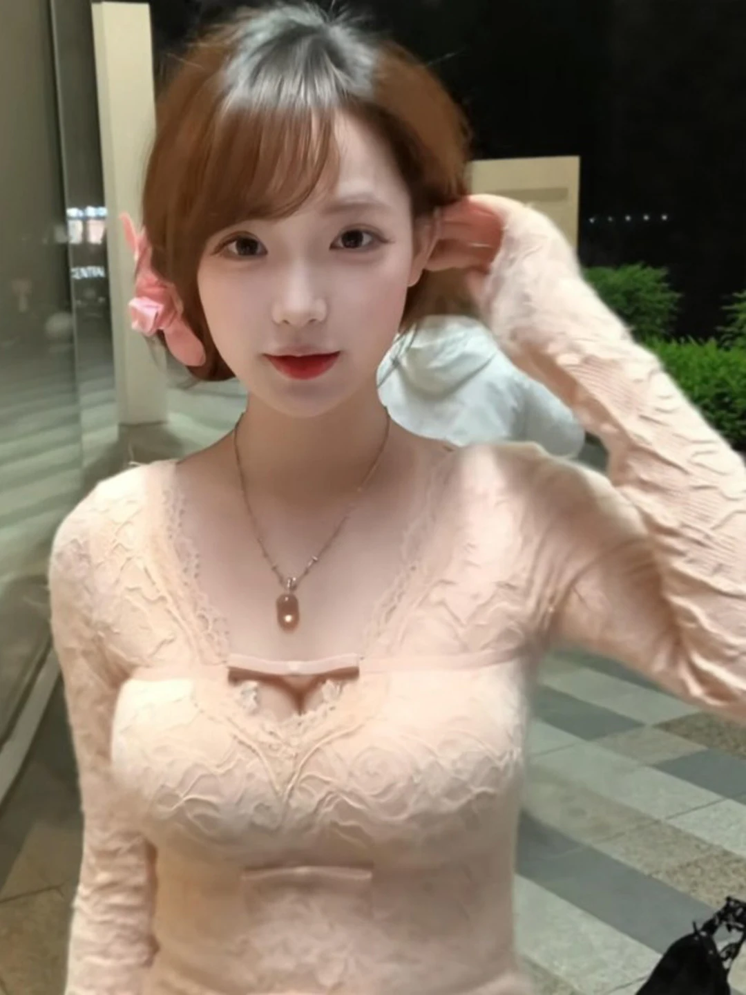 

Сексуальный кружевной топ с V-образным вырезом и длинными рукавами, с узлом, для стройных фигур, модная весенняя одежда