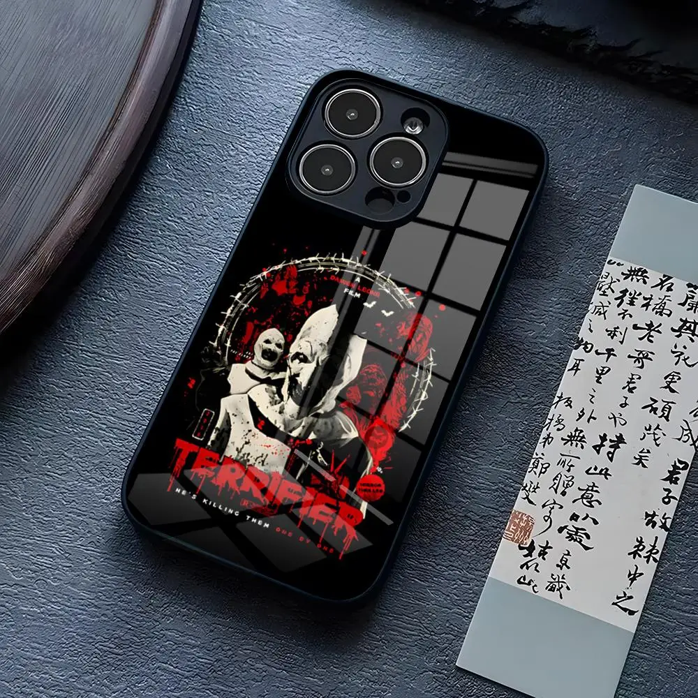 Horror Movie Terrifier Phone Case For IPhone 13 Pro Max 14 16 Plus 12 Mini 11 15 X XR XS 8 7 Plus SE Tempered Glass Back Cover