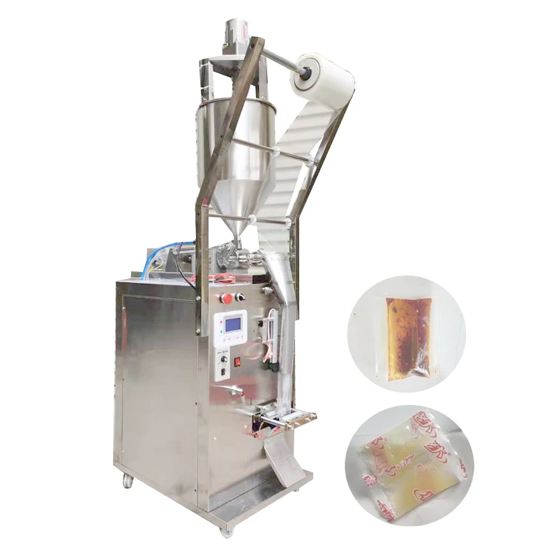 Pneumatic Liquid Sauce Packing Machine For Milk Chili Oil Honey Filling Machine Hot Pot Bottom Sealing Machine With Mixing Funct