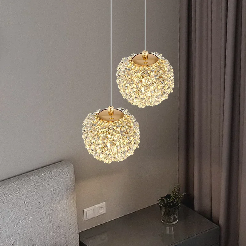 Modern Crystal Pendant Light, Cordão Bulbo Ajustável para o Quarto, Sala de jantar, Corredor, Lâmpada de Metal Dourado, Dropshipping, G9, Dropshipping