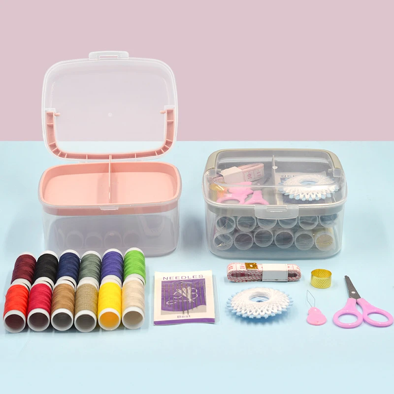 1 Set Sewing Kit Box Multifunction Portable Sewing Kit Storage Box Hand Sewing Needlework Household Sewing Tools DIY Garments
