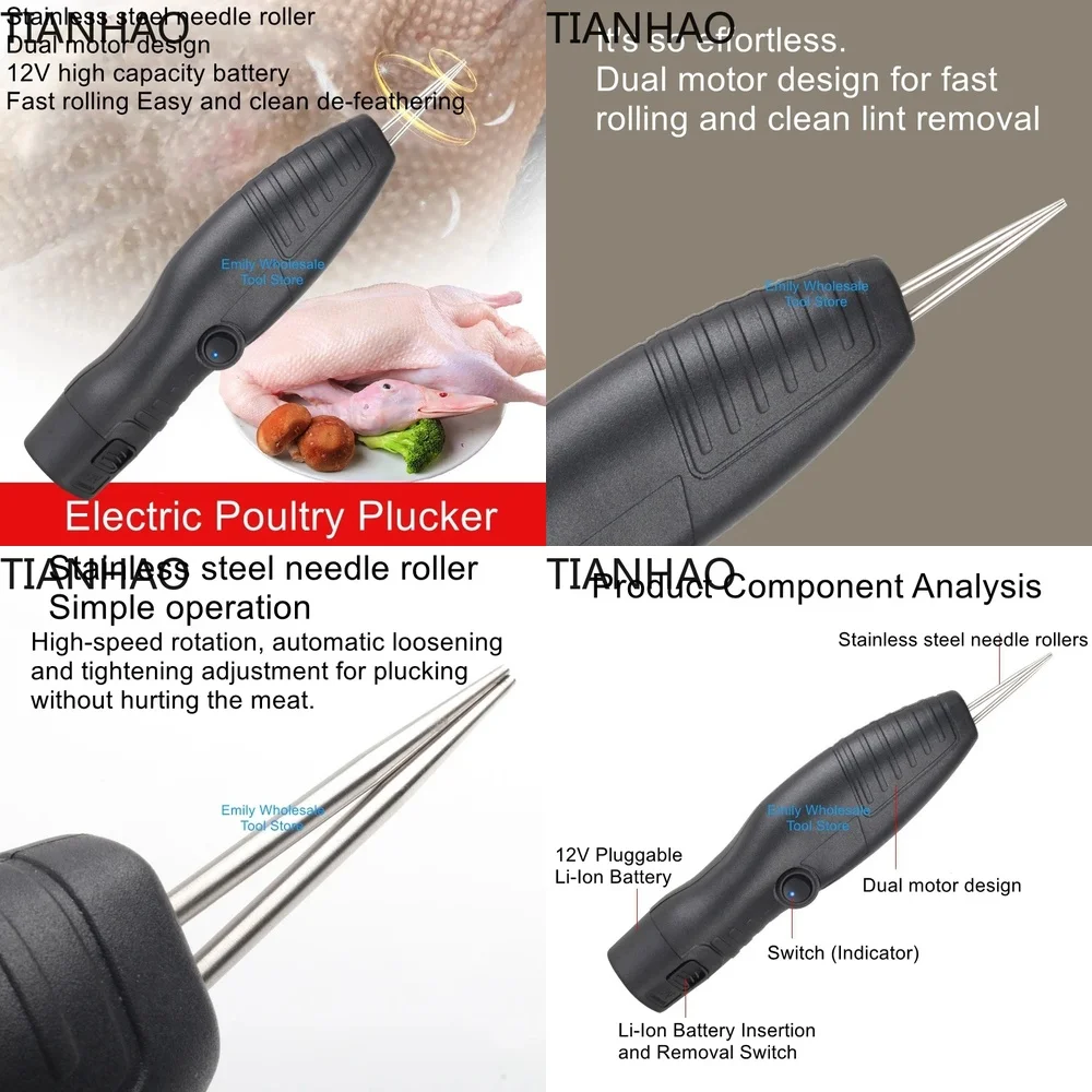 Handheld Electric Plucking Machine for Chicken Duck Goose Feathers Detachable Lithium Battery Poultry Processing Tool Farm