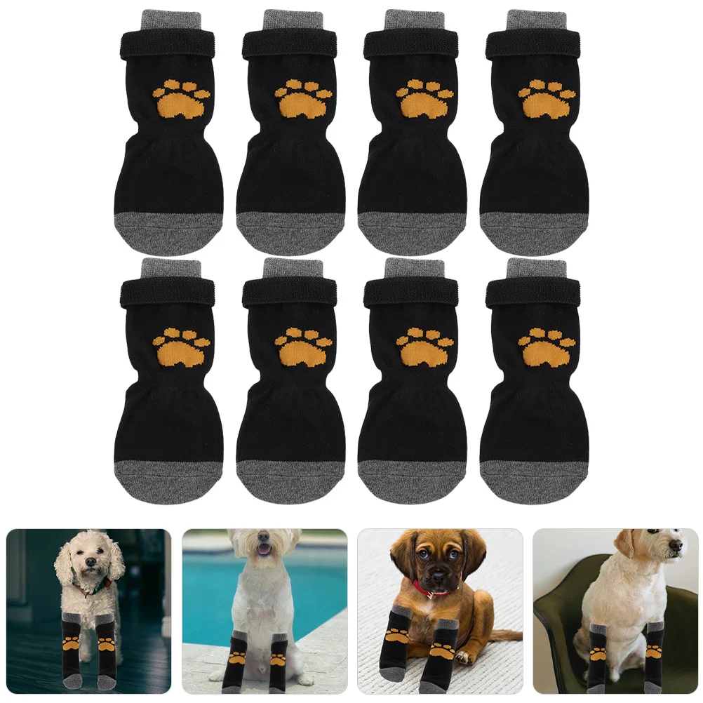 

8Pcs Pet Anti-Slip Socks Wear-Resistant Cotton Dog Paw Protectors Durable Soft Comfortable Socks for Small Medium Large Dogs