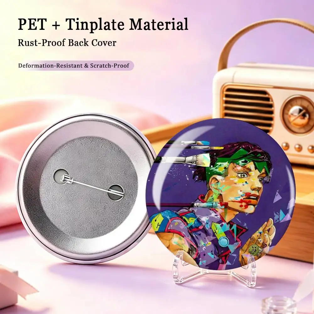 So cool R-Rohan Kishibe Badges Creative Tinplate Round Button PinsBrooch Badge Clothes Backpack Custom