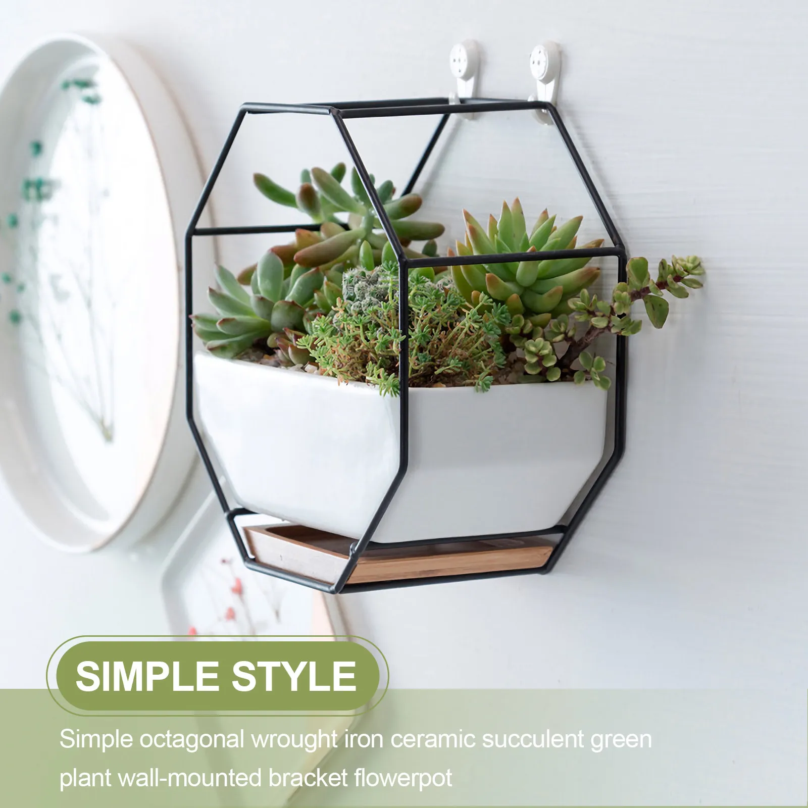 

1Set Wall Hanging Flowerpot Octagon Hanging Flower Holder Decorative Iron Flowerpot Rack for Home Balcony Succulent Pot Holder