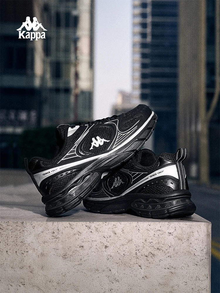 Kappa Men's and Women's Shoes, Retro Color-Blocking Running Dad Shoes, Versatile Casual Sports Shoes for Couples
