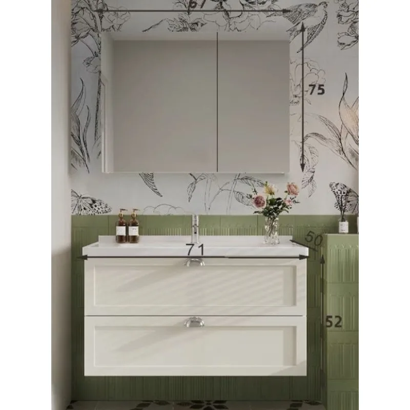 

American and French smart bathroom cabinets, modern light luxury washbasins, bathroom cabinets, oak washbasins
