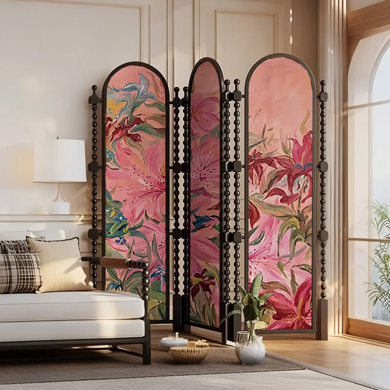

Средневековая цветочная перегородка для гостиной, крыльцо, декоративная складная ширма из цельного дерева
