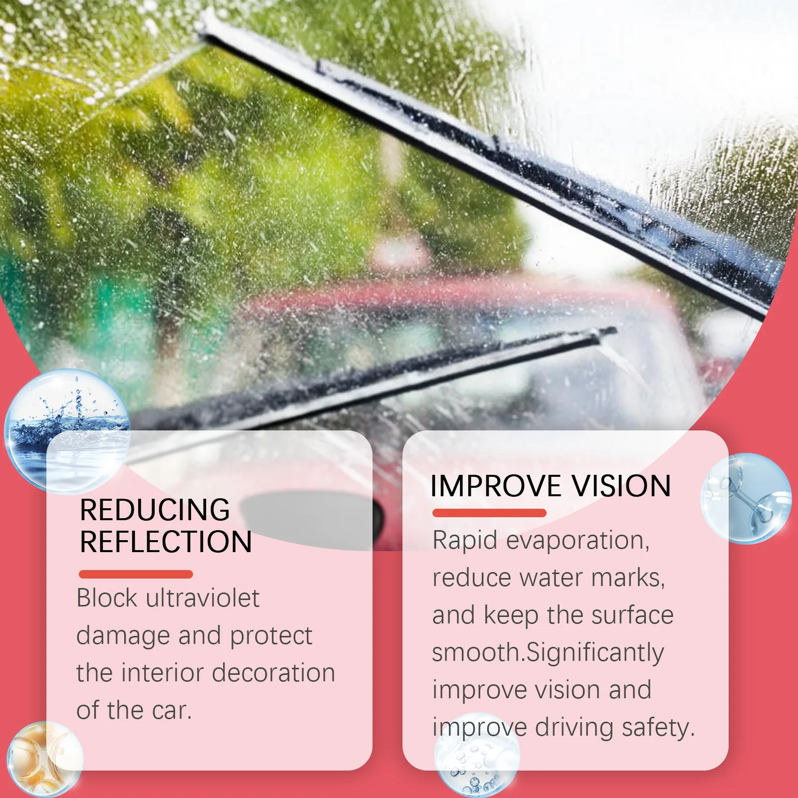 Rayhong Window Crystal Transparent Glass Cleaner Set, Rainproof Decontamination Cleaning Window Glass Cleaning Brush