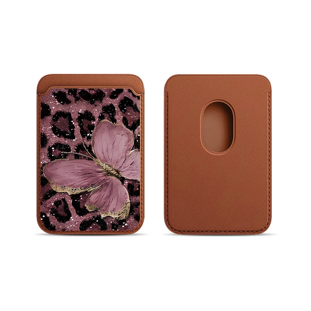 Leoparden-Schmetterling Leder-Kartenetui Handyhülle Kartenhalter für Magnetische Hülle Geeignet für alle iPhones mit Magsafe-Kartenfunktion – Detail 19