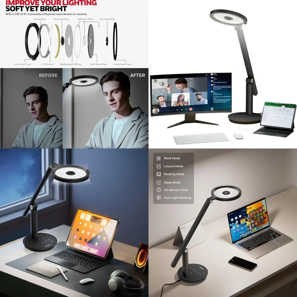 

Dimmable 800LM LED Desk Light with Touch Control and Timer, Ideal for Reading, Study, and Bedroom