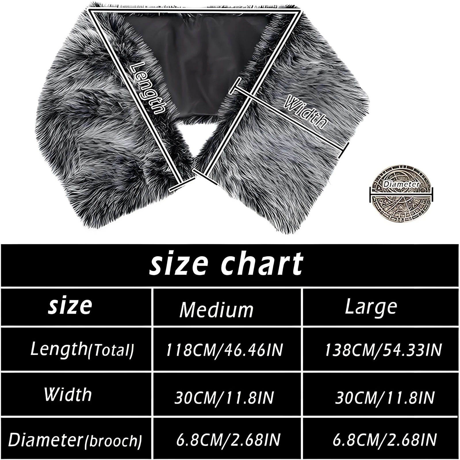 Women'S Medieval Viking Faux Fur Shawl Renaissance Shawl Winter Warm And Cold Keeping Shawl For Halloween Larp Warrior Costume