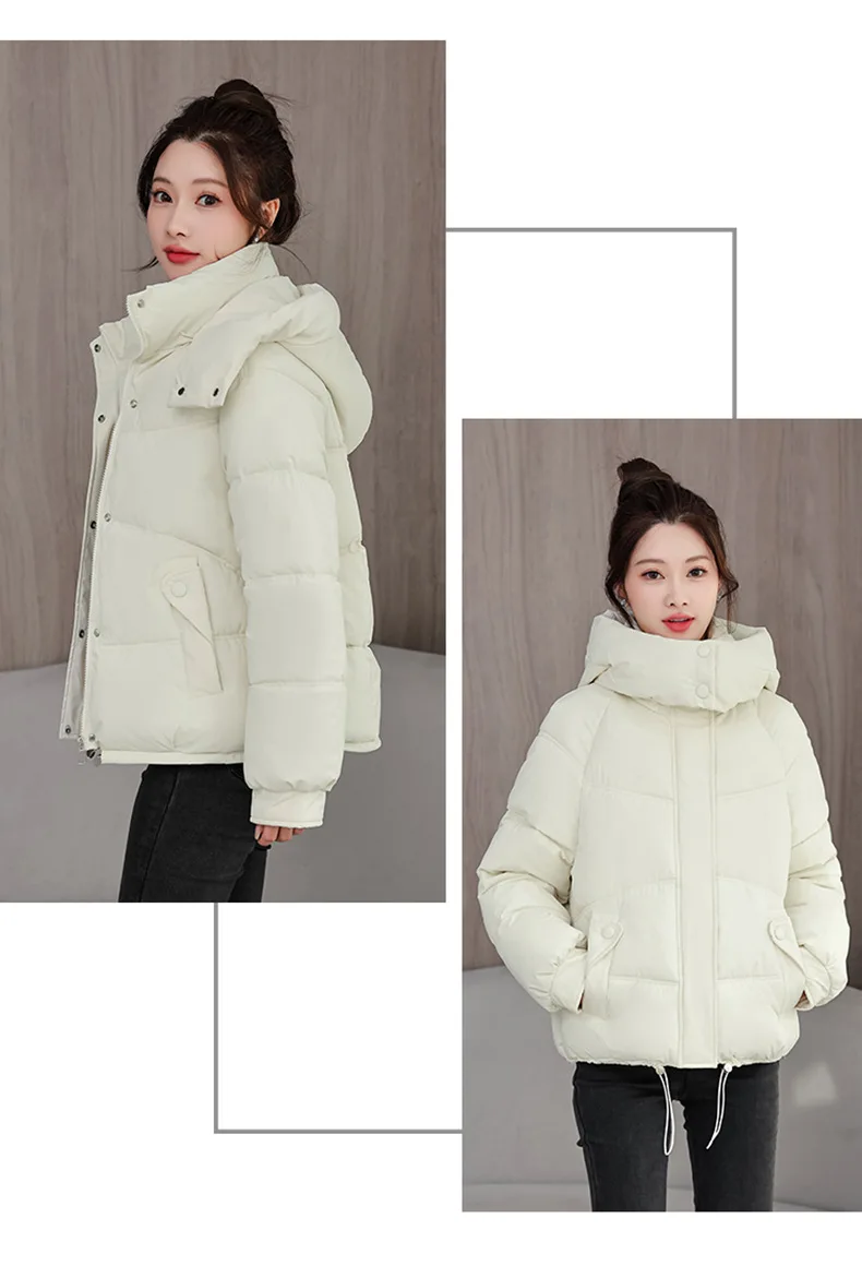 Winter Thick Puffer Coat Women Zip Up Windproof Russian Cold Weather Snow Jacket Detachable Hooded Outerwear Candy Color New