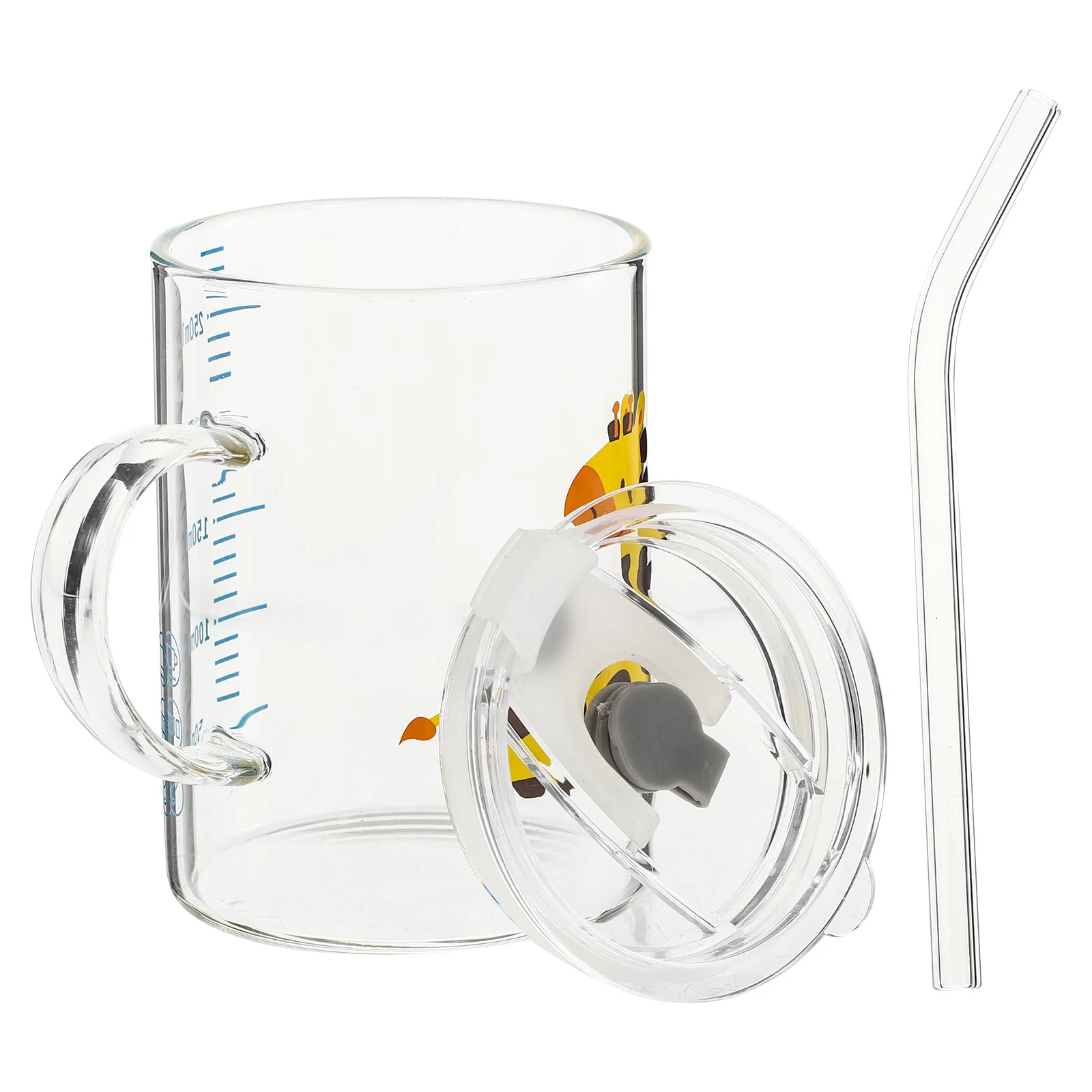 

1Pcs Glass Straw Cup Cute Deer Pattern Drinking Bottle Heat Resistant Milk Water Container Easy Clean Home Kitchen Use