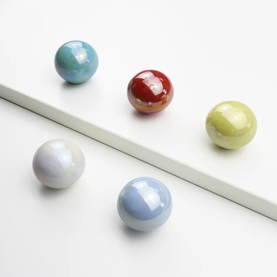 Colored Ceramic Furniture Handle Spherical Cabinet Knob Drawer Shoe Cabinet Wardrobe Door Handle Hardware for Furniture
